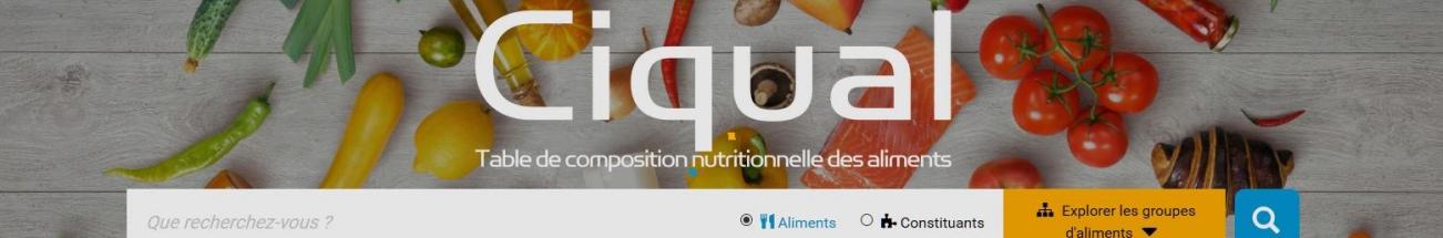 La table Ciqual : pour connaître la composition nutritionnelle des aliments