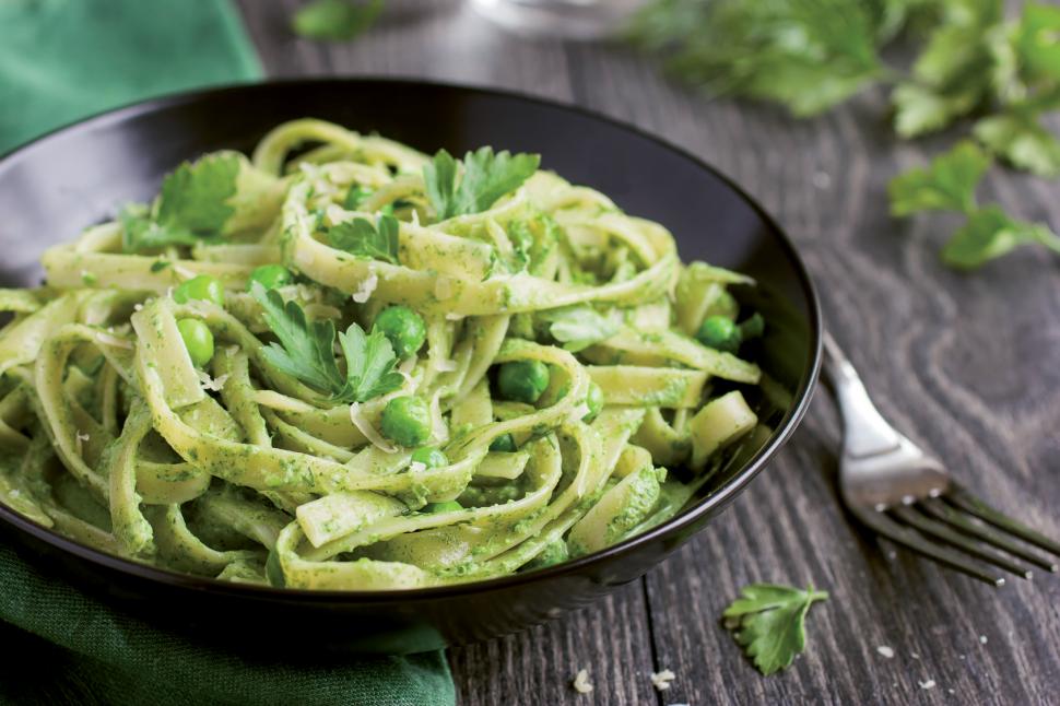 Spaghettis complètes au pesto