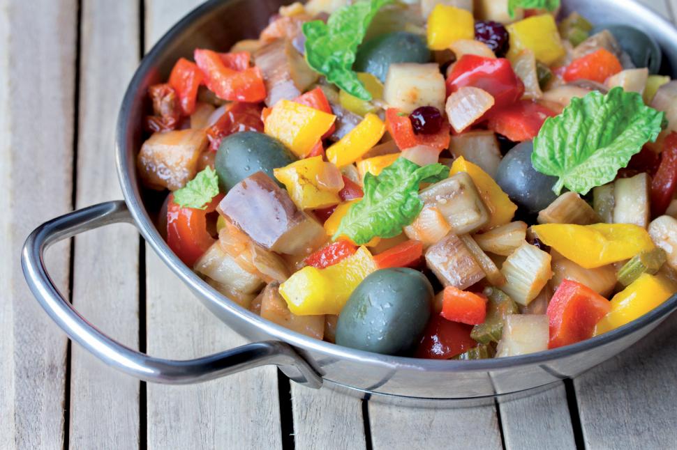 Caponata à la sicilienne et poulet